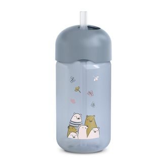 Suavinex Bear láhev s brčkem 340ml MODRÁ