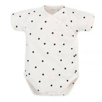 PINOKIO Body zavinovací krátký rukáv Tres Bien puntíky KRÉMOVÁ