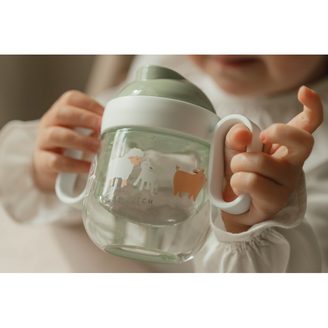 Canpol babies Hrneček se silikonovým pítkem FirstCup Bonjour Paris 150ml MODRÝ