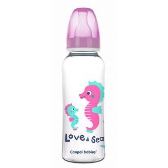 Canpol babies Láhev LOVE&SEA 250ml RŮŽOVÁ