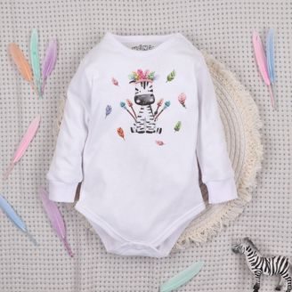 NINI Body dlouhý rukáv Zebra BÍLÉ