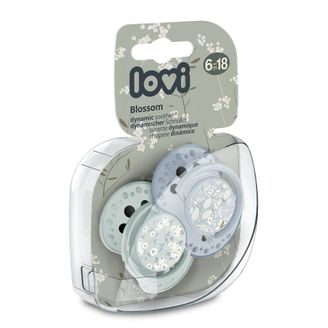 LOVI 2x dudlík silikonový dynamický PRIME 6-18m Baby Blue/Blue