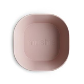 Mushie Hranatá miska 2ks BLUSH