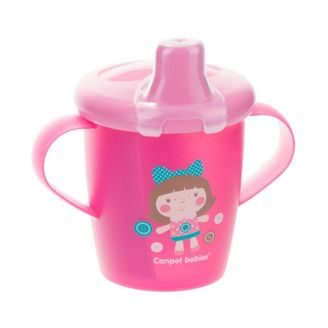 Canpol babies Nevylévací hrníček Toys 250ml (9m+) - RŮŽOVÝ