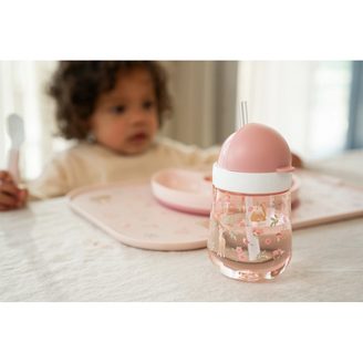 Canpol babies Hrneček se silikonovým pítkem FirstCup Bonjour Paris 150ml MODRÝ