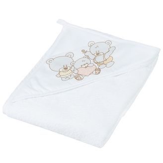 Tega baby Dětská froté osuška s kapucí 100x100cm MEDVÍDEK - BÍLÁ