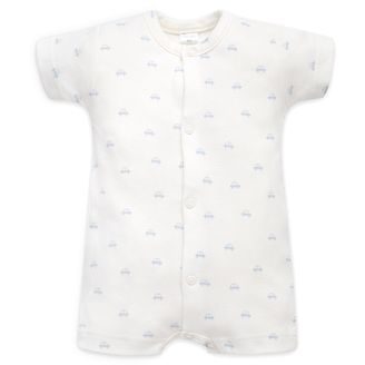 PINOKIO Letní overal celorozepínací Lovely Day BabyBlue AUTÍČKA