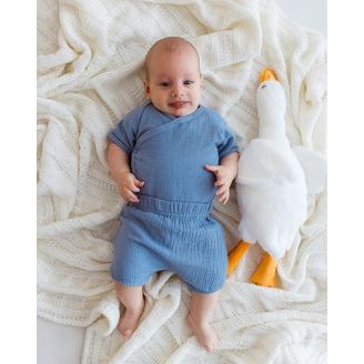 PINOKIO Body zavinovací krátký rukáv Lovely Day Baby Blue AUTÍČKA