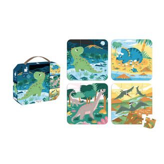 Janod Puzzle v kufříku 4v1 Dinosauři