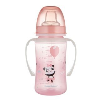 Canpol babies Tréninkový hrníček se svítícími úchyty Exotic Animals 240ml (6m+) - RŮŽOVÝ PANDA
