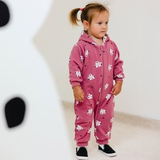 Eevi Dětská kombinéza z teplákoviny Dogs&Spots TMAVĚ RŮŽOVÁ