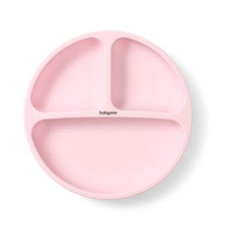 BabyOno Silikonový dělený talíř s přísavkami RŮŽOVÁ