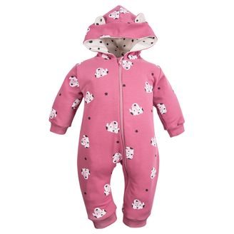 Eevi Dětská kombinéza z teplákoviny Dogs&Spots TMAVĚ RŮŽOVÁ