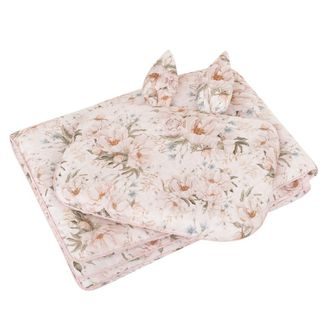 Samiboo Souprava do postýlky s oušky "M" (75x100/40x30) PEONIE CREAM