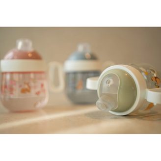 Canpol babies Nevylévací hrneček se silikonovým pítkem Love&Sea 180ml RŮŽOVÁ