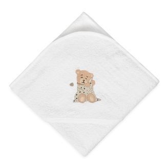 BabyMatex Osuška s kapucí 100x100cm Maxi MEDVÍDEK BÍLÁ