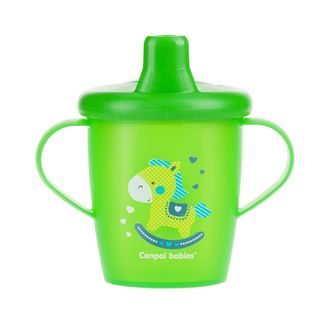 Canpol babies Nevylévací hrníček Toys 250ml (9m+) - ZELENÝ