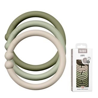 BIBS Loops kroužky 12ks Vanilla/Sage/Olive