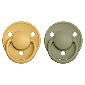 BIBS De Lux Dudlíky kaučuk kulaté 0-6m 2ks Honey Bee/Olive