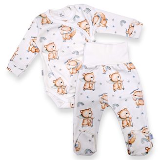 Le Bebe Souprava body + polodupačky Medvídek na koloběžce