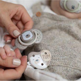 Canpol babies Řetízek na dudlík I Love Mummy ŠEDÁ