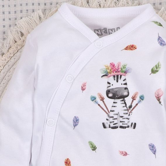 NINI Zavinovací body dlouhý rukáv Zebra BÍLÉ