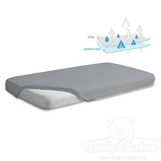 BabyMatex Nepromokavé jersey prostěradlo 140x70cm ŠEDÉ