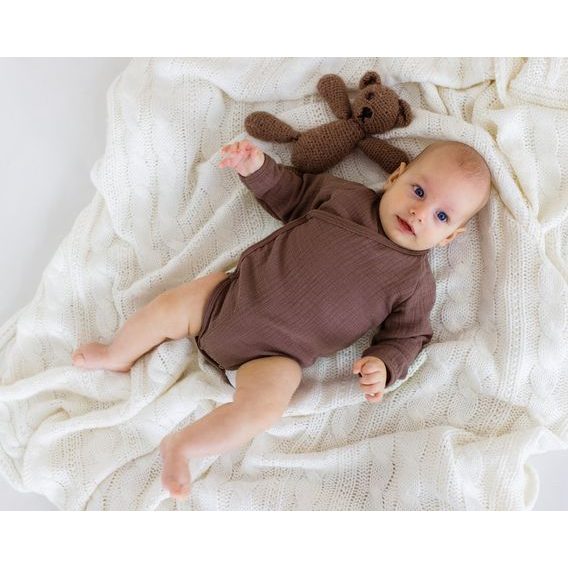 Makoma Mušelínové body zavinovací dlouhý rukáv HNĚDÝ MELÍR