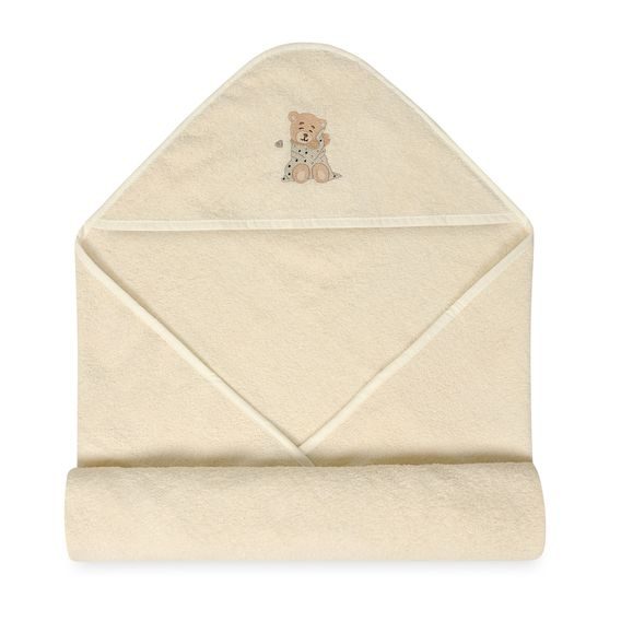 BabyMatex Osuška s kapucí 100x100cm Maxi MEDVÍDEK KRÉMOVÁ