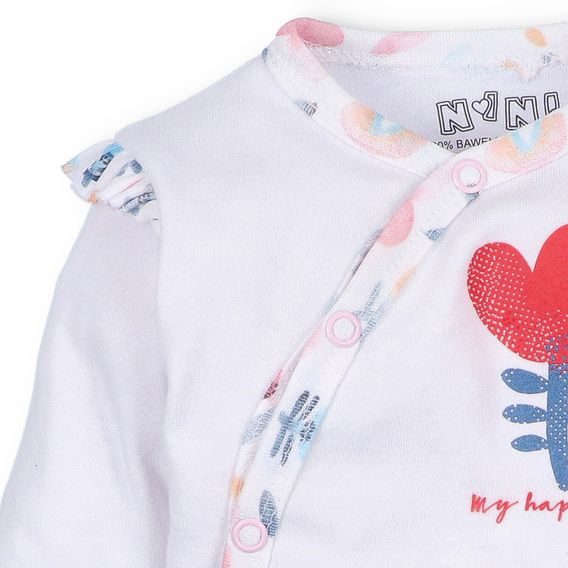 NINI Zavinovací body dlouhý rukáv Rainbow Garden BÍLÉ