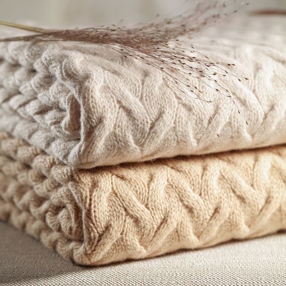 BabyOno Pletená dětská deka z merino vlny BÉŽOVÁ