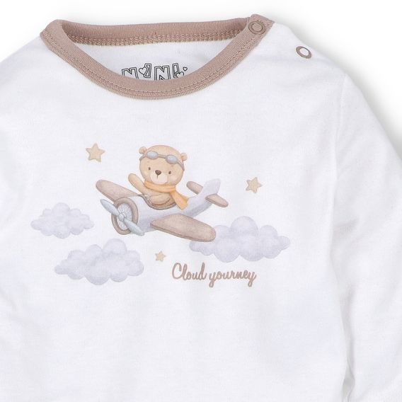 NINI Body dlouhý rukáv Méďa Pilot SMETANOVÉ