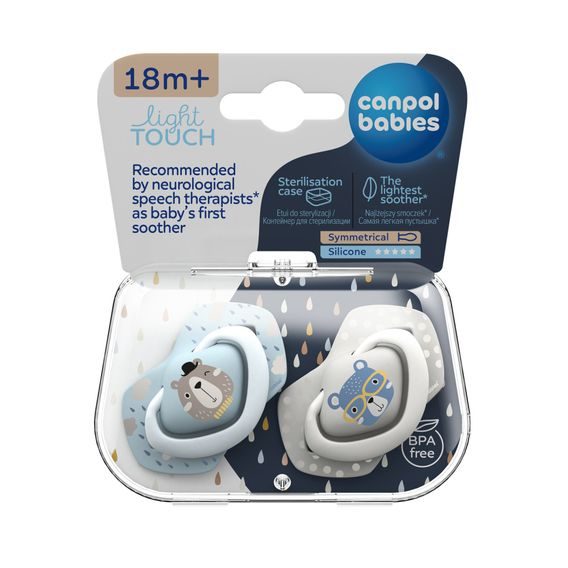 Canpol babies Dudlík 18m+ silikon symetrický 2ks Bonjour Paris MODRÁ