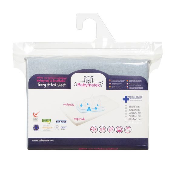 BabyMatex Nepromokavé froté prostěradlo 120x60cm ŠEDÉ