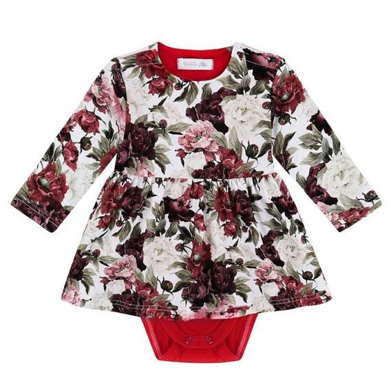 Ewa Collection Body-šaty RED FLOWERS