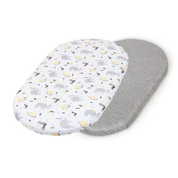 Ceba baby Prostěradlo do kočárku 2ks - Elephant/Light grey melange