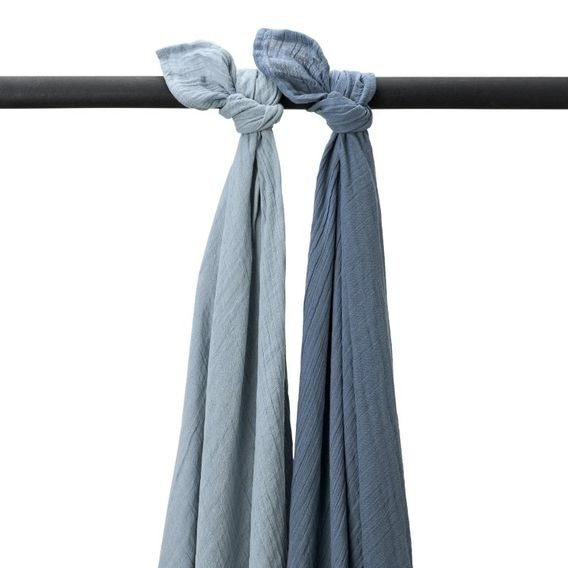 Meyco Mušelínové zavinovací pleny / osušky 2ks (120x120cm) Jeans blue/Indigo
