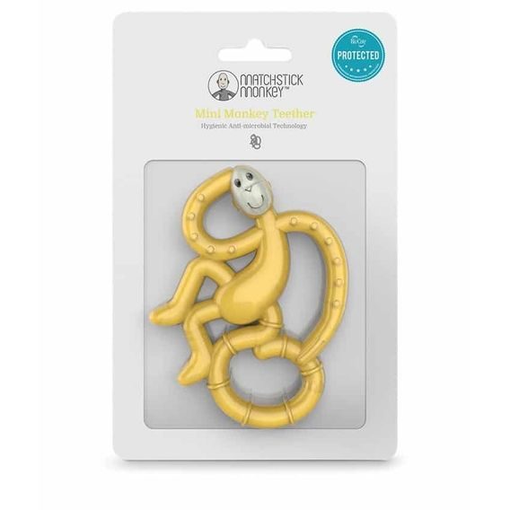 Matchstick Monkey Kousátko Mini Monkey s antimikrobiálním povrchem ŽLUTÉ