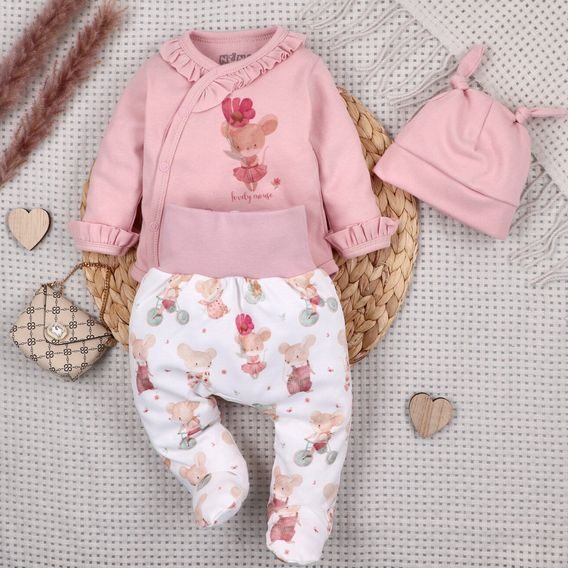 NINI Zavinovací body dlouhý rukáv Myšky PUDROVĚ RŮŽOVÉ