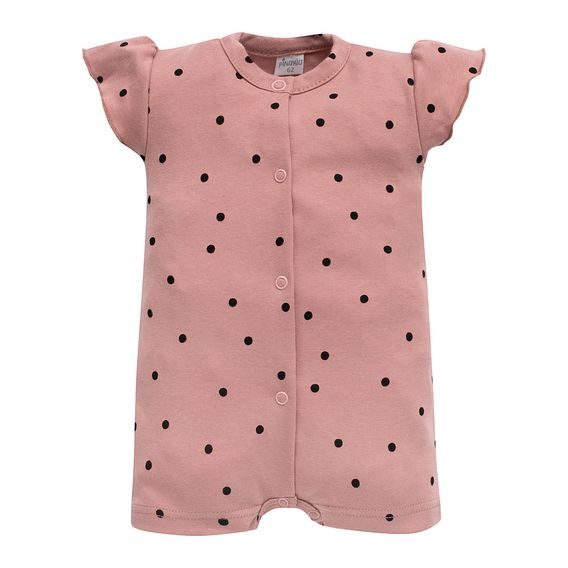 PINOKIO Letní overal celorozepínací Tres Bien puntíky STARORŮŽOVÁ