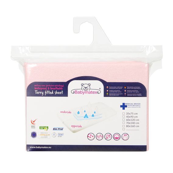 BabyMatex Nepromokavé froté prostěradlo 120x60cm SVĚTLE RŮŽOVÉ