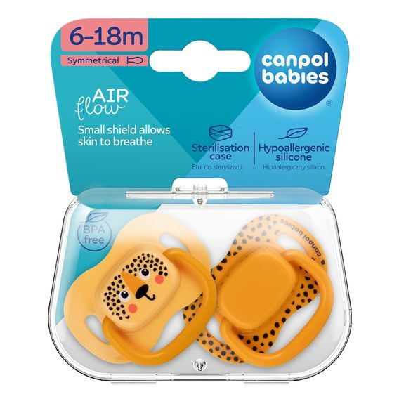 Canpol babies Dudlík 0-6m silikon symetrický 2ks BabiesBoo ORANŽOVÝ