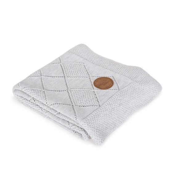 Ceba baby Pletená dětská deka (90x90) Rýžový vzor - SVĚTLE ŠEDÁ