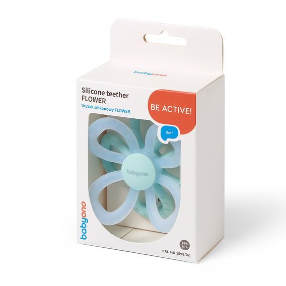 BabyOno Kousátko silikonové Kytička MODRÁ