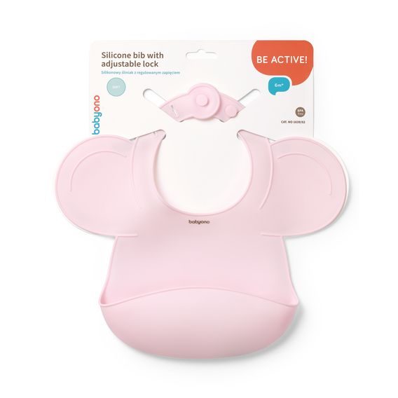 BabyOno Silikonový bryndák s kapsou RŮŽOVÝ