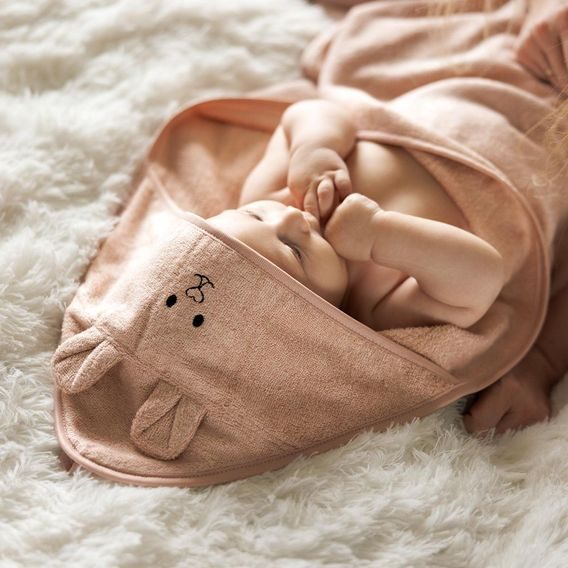 BabyOno Bambusová osuška s kapucí 100x100cm PUDROVĚ RŮŽOVÁ