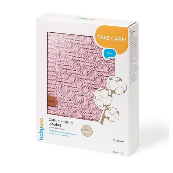 BabyOno Pletená dětská deka bavlněná RŮŽOVÁ