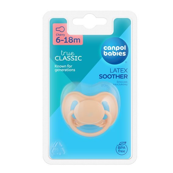 Canpol babies Dudlík kaučuk třešinka NUDE 6-18m KRÉMOVÝ