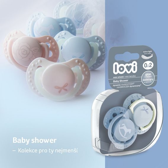 LOVI Dudlík 0-2m silikon dynamický Baby Shower 2ks GIRL