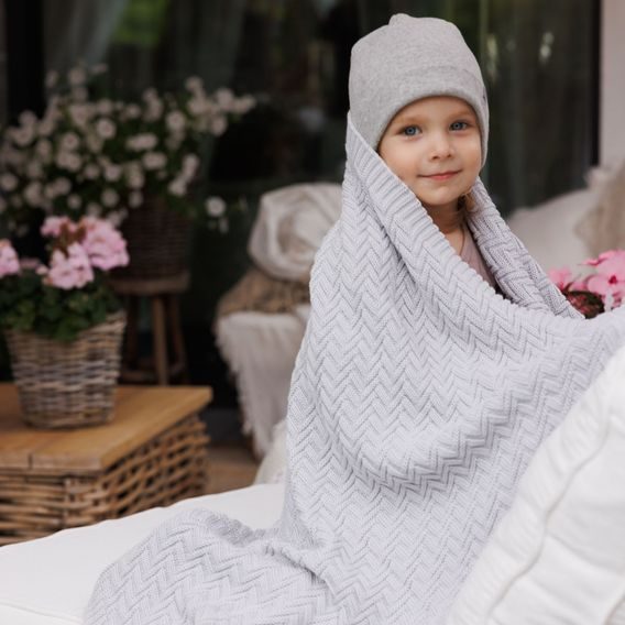 BabyOno Pletená dětská deka bavlněná ŠEDÁ